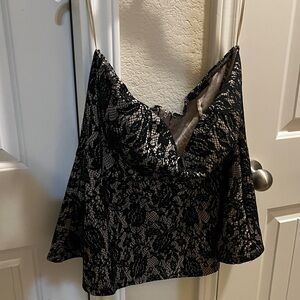 Deb Black and Nude Lace Top